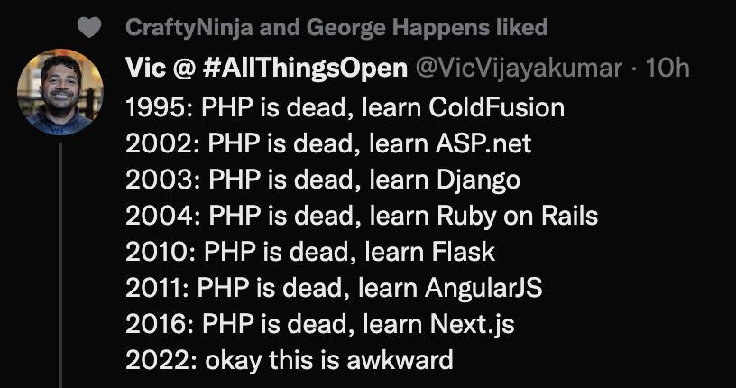 PHP won't die